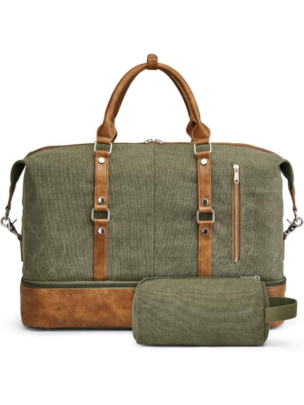 Stylish Canvas Duffle Bag for Men - Weekend Travel, Overnight, Army Green